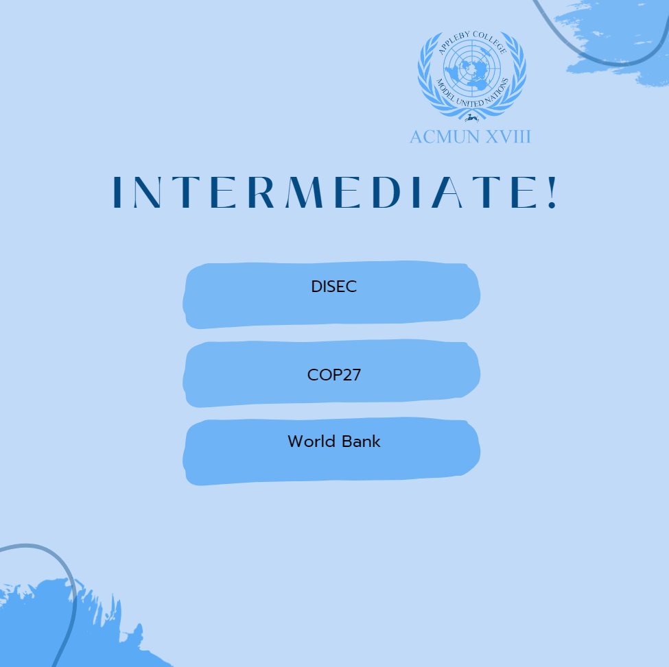 acmun's tweet photo. Introducing this years ACMUN XVIII committees! To learn more and register visit our website #inspirepeace #acmun #modelun #applebycollege https://t.co/9FESn0aD35