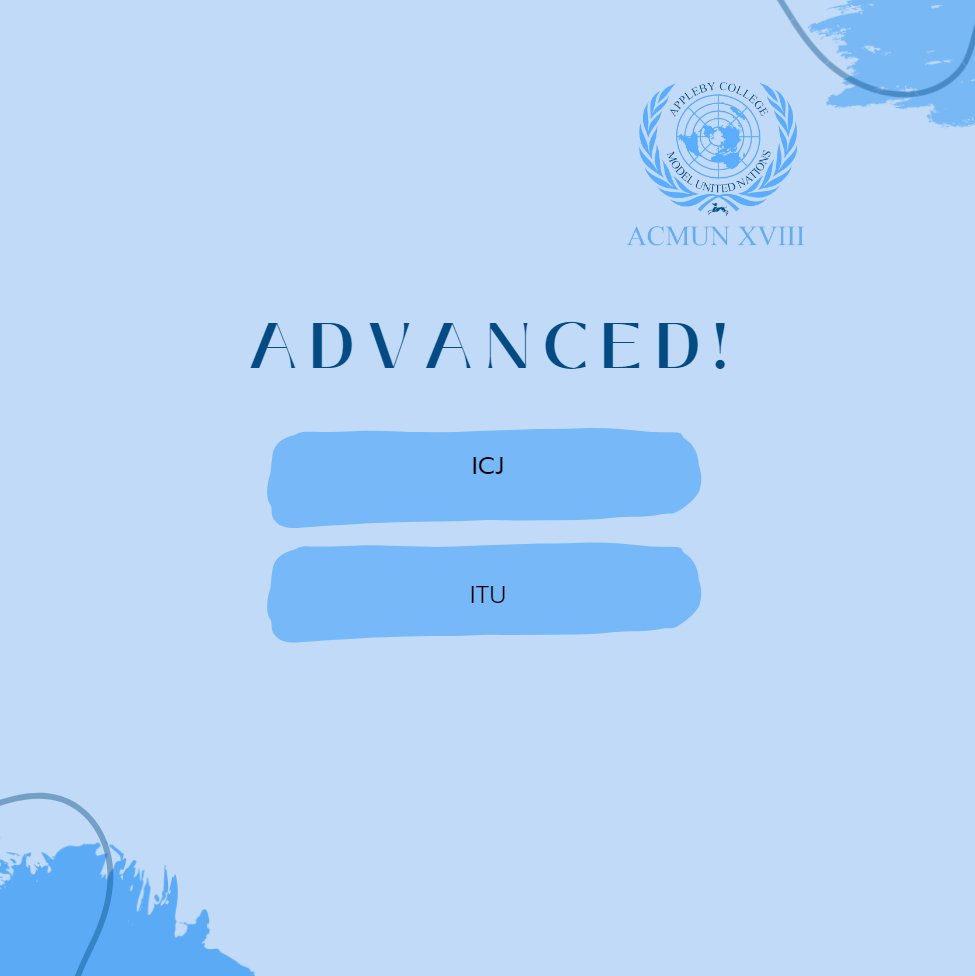 acmun's tweet photo. Introducing this years ACMUN XVIII committees! To learn more and register visit our website #inspirepeace #acmun #modelun #applebycollege https://t.co/9FESn0aD35