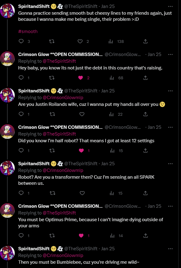 TheSpiritShift's tweet photo. Operation Smooth Lines was a COMPLETE success! I have thoroughly romanced all of my female friends and they all think im just the most smooth guy on the planet >:D
Now Taking Girlfriend Applications!
#smoothๆฎๅฝฑไผ #VtuberUprsing #AlphaMaleStruggles #fourthhashtag https://t.co/Wa5mE64ssx