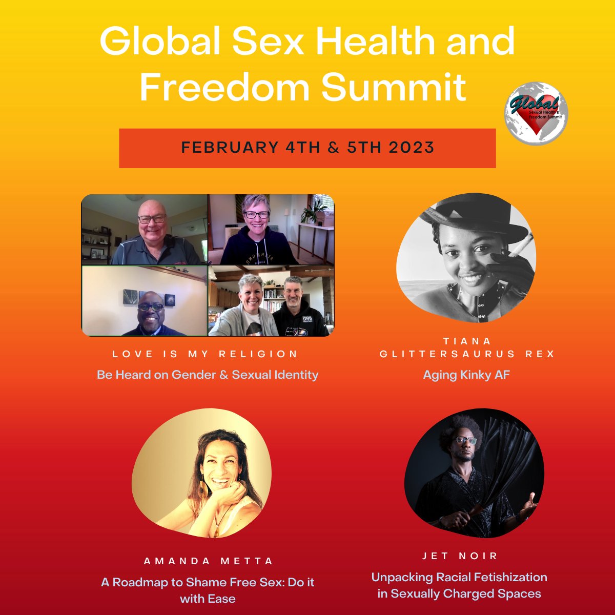 NikaCherrelles's tweet photo. Learn to have a #Lit  &amp; #Liberating #LoveLife  #GHSFS Global Health &amp; Sexual Freedom Summit 2/4- 5/23  #AgingKinkyAF by @jetsetjasmine &amp; @kingnoire, State of #GlobalSexuality &amp; Choosing #Connection  over #Perfectionism by @RitaSFierro cc @goodvibestoys
https://t.co/OPhZAjF4Ak https://t.co/LzMQOkIkQp