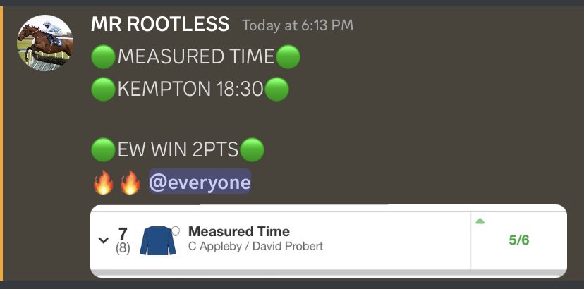 🟢ANOTHER WINNER TIPPED BY US TODAY 

🟢MEASURED TIME 1ST PLACE WINNER
KEMPTON PARK 18:30 🥇🤝

🟢Join our free group today to get daily free tips 🤝 #HorseRacing #kemptonpark #onetowatch #horseracingtips #freehorseracingtips