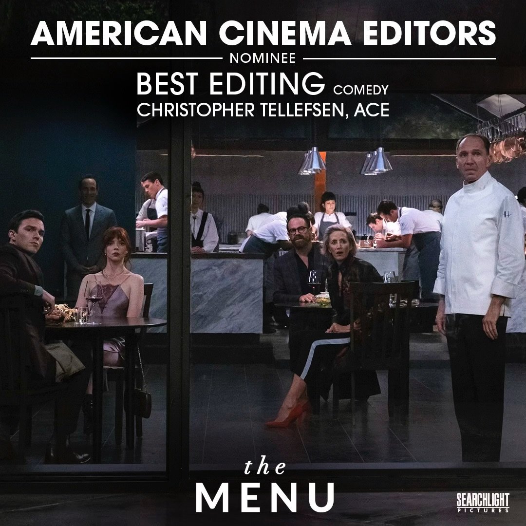 #TheMenuFilm has been nominated for BEST EDITING - COMEDY Christopher Tellefsen by the American Cinema Editors (@ACEFilmEditors)!