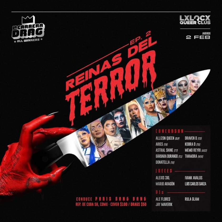 lamasdragafans's tweet photo. Gachxs nos vemos mañana en #LxLocx para seguir viviendo la fantasía de "La Carrera Drag De L CDMX": All Winners con el EP. 2 "Reinas del Terror" 👁️🔥
Con @aragonsbook @Alexis3XL @Luis_Carlos_G #IvankAvalos cómo juradx invitadx 🗣️ https://t.co/TrB0QfgTEH