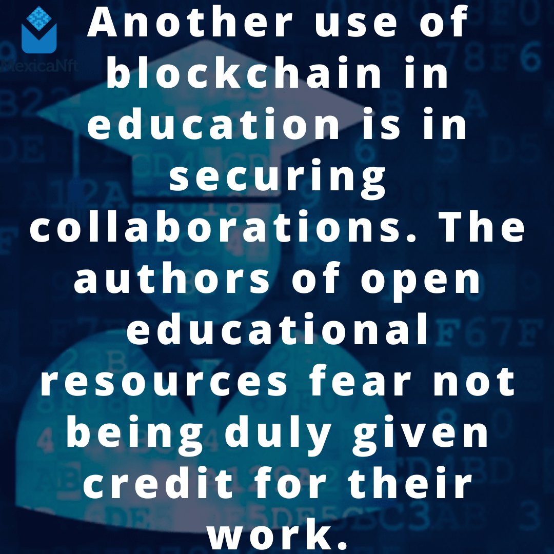 MexicaNFT_'s tweet image. While the use of blockchain technology in education is still in its infancy, it has already paved the way for new opportunities. With its speed and security, blockchain technology will benefit students and teachers alike. ⛓
#blockchainEducation #Blockchainuses #blockchaintech
