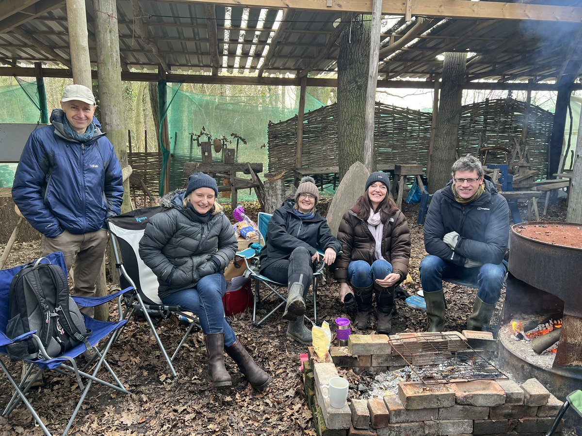 Brilliant to have an outdoor meeting around the fire with <a href="/suffolkwildlife/">SuffolkWildlifeTrust</a> colleagues at Bradfield Woods - a wonderful ancient coppiced woodland and the best meeting venue! #TeamWilder