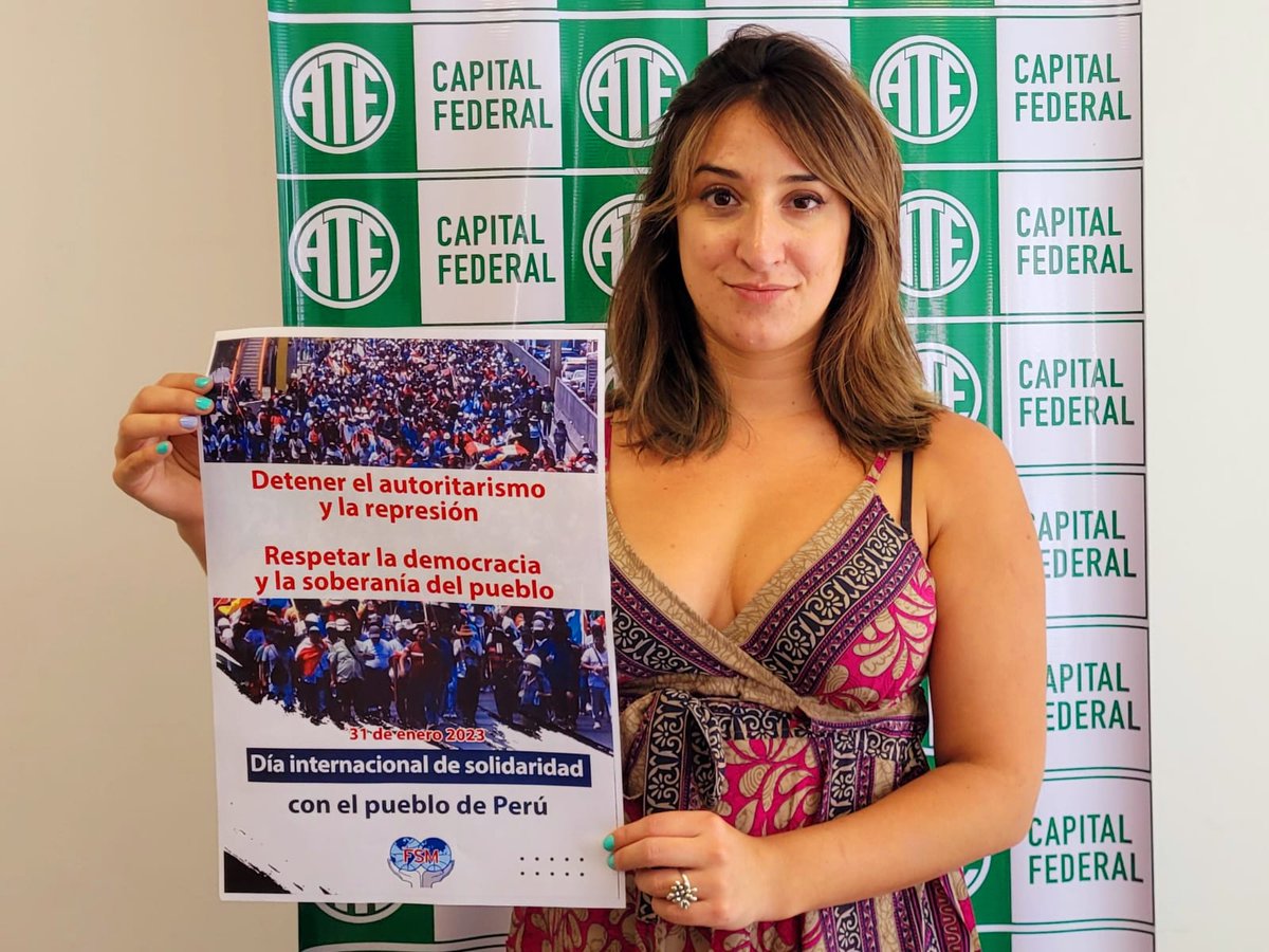 FsmArg's tweet image. La Federación Sindical Mundial condena las prácticas antidemocráticas y autoritarias del régimen de Perú, con asesinatos, detenciones y violaciones flagrantes de los derechos humanos más fundamentales del pueblo peruano.
Solidaridad con el pueblo del Perú el 31 de enero de 2023.