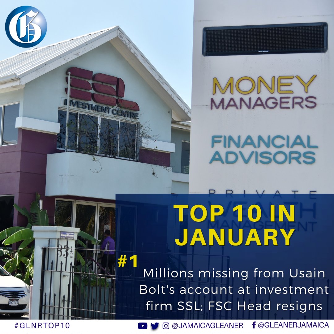 JamaicaGleaner's tweet photo. Millions missing from retired Jamaican sprinter Usain Bolt's investment account, Gold rush in Hanover, and motorists make last ditch effort to pay traffic tickets before new Road Traffic Act takes effect. These are your top 10 stories of January. #GLNRTop10 https://t.co/BBtxdG5jkw