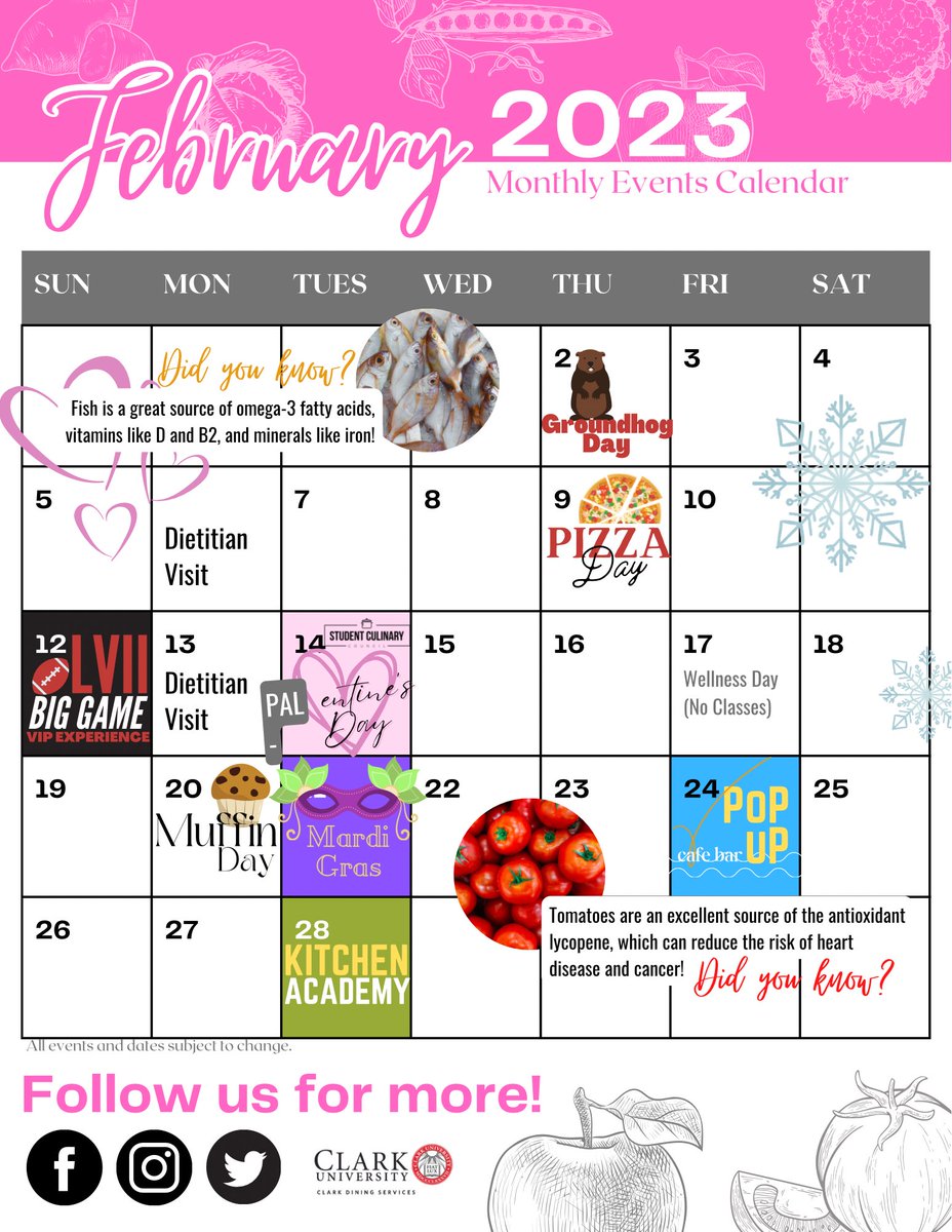 ClarkDining's tweet image. Join us for lots of fun events this month! More details to come so be sure you’re following us!