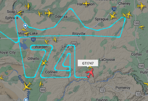 ScottMcGrew's tweet photo. The last brand new 747 to take to the skies is having a little fun - you can follow along here:  https://t.co/xl27HKgIaa https://t.co/8K7v4RYoJj