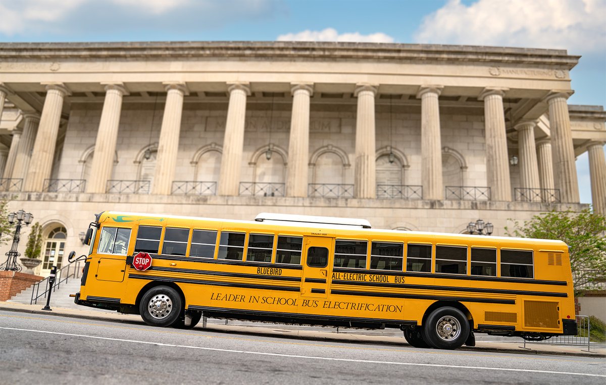 For #BlueBird, safety is always #1. That's why, in addition to other #safety features, all our #ElectricSchoolBuses come standard with hill-hold, preventing the bus from rolling backward on an uphill slope when the driver removes their foot from the pedals.