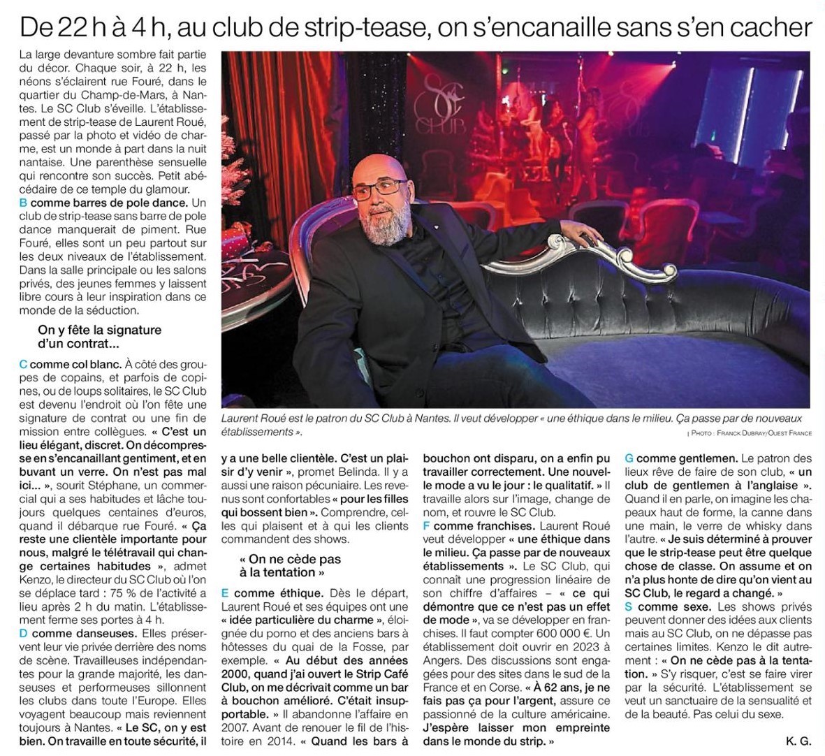 Le SC Club Nantes joue la carte de la Franchise !
<a href="/OuestFrance/">Ouest-France</a> <a href="/LaurentRoue/">Roué Laurent</a>