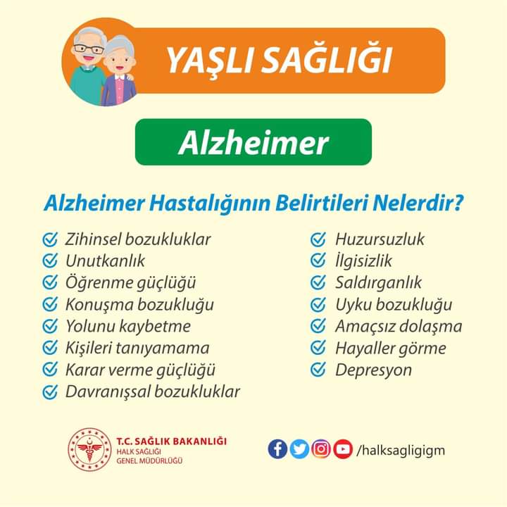 Alzheimer hastalığının ilk belirtisi genellikle unutkanlıktır.
#YaşlıSağlığı
#Alzheimer
