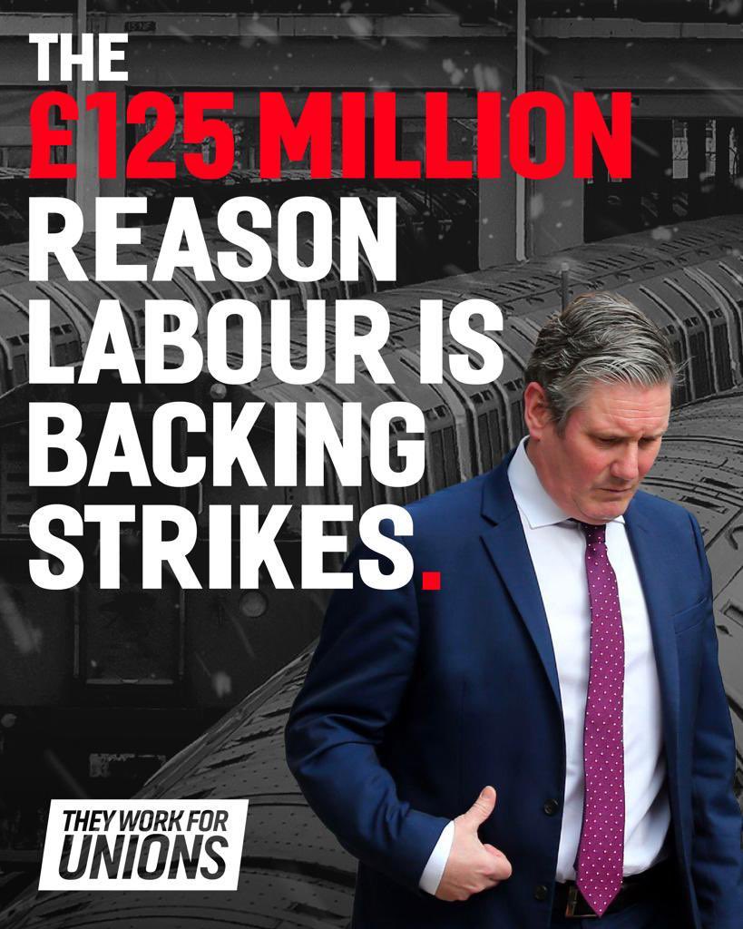 🥀 *The £125 million reason* A new website to reveal why Labour MPs are so keen to back striking unions. A huge £125 million in union donations to the Labour Party, including £264,000 to one senior frontbencher. 🔍 TheyWorkForUnions.co.uk