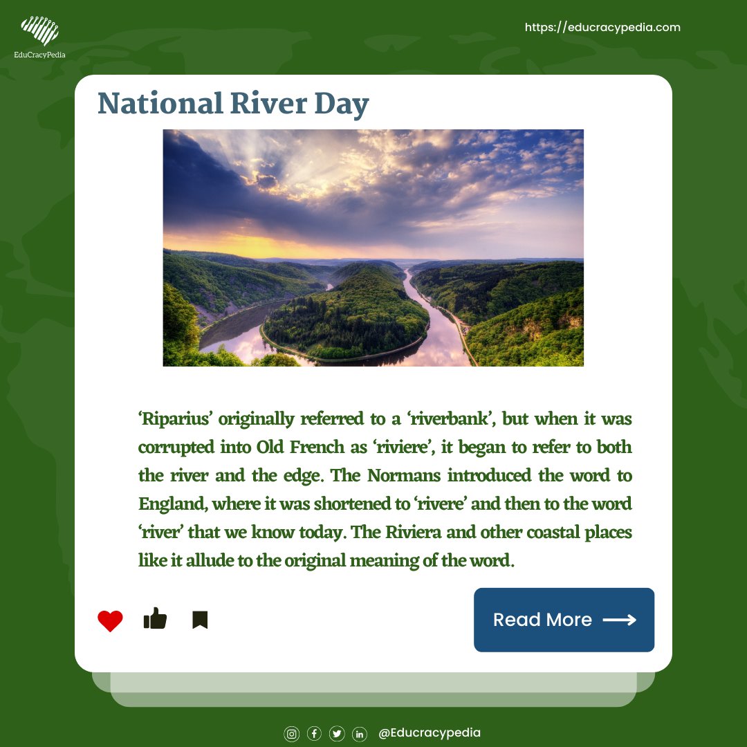 EduCracyPedia's tweet photo. National River Day
https://t.co/rLeWL841yT
#river
#nationalriverday
#educyacypedia
#learnresearchgrow
#newways
#startup https://t.co/wCeuMUfy90