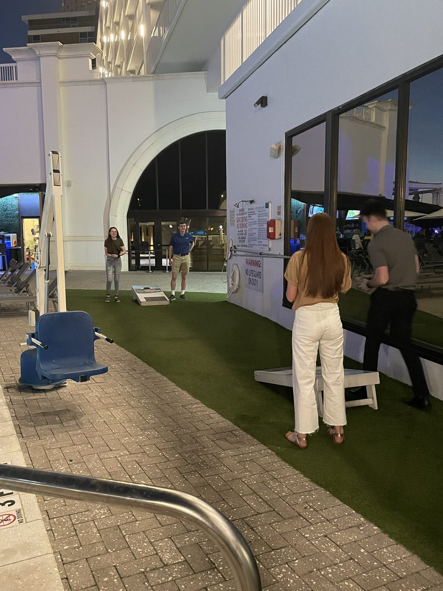 <a href="/sjfcsportmgmt/">Fisher Sport Management</a> students at #COSMA2023. Here to get inducted into the sport mgmt honor society and network with industry professionals. But first, bags.