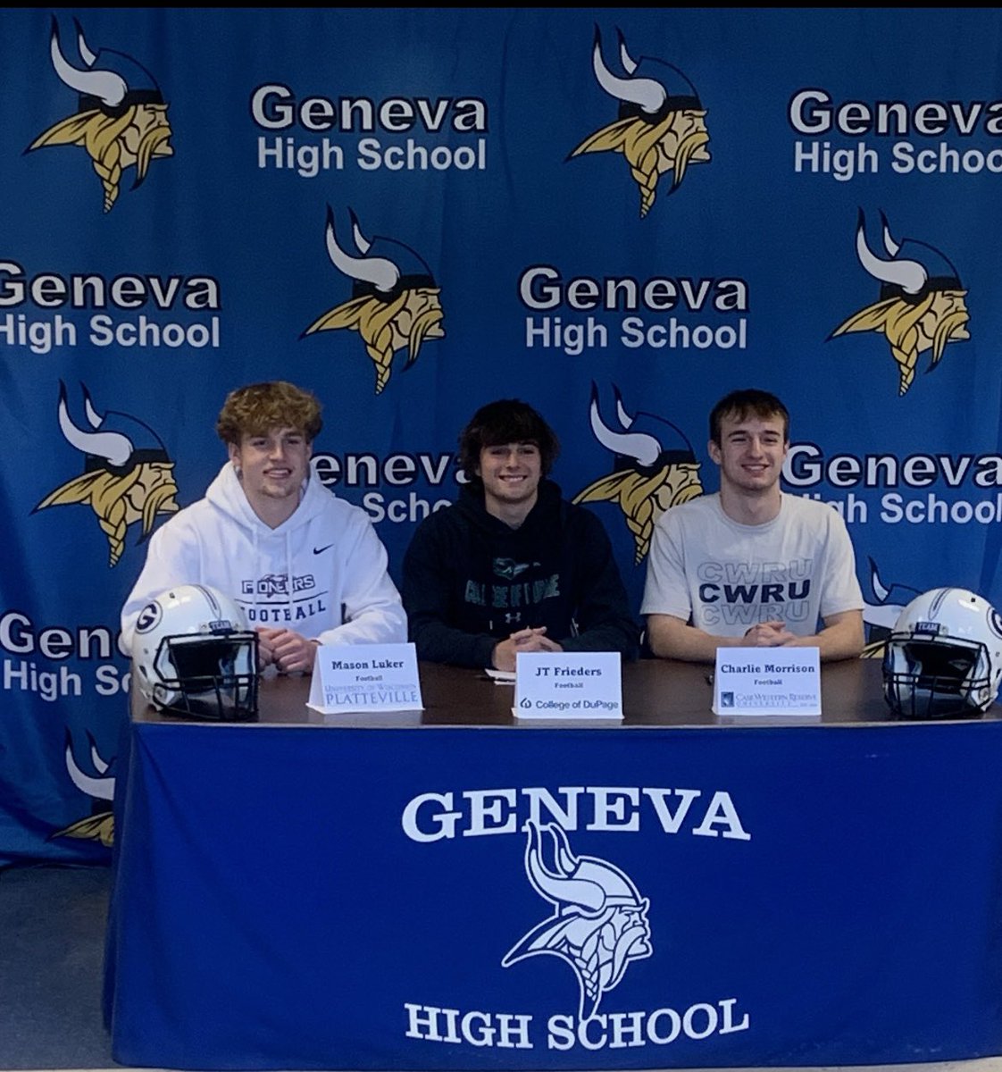 Congrats to these three seniors on signing today to play college football. Couldn’t be happier and prouder of them for all their hard work as a Viking! Can’t wait to see what they do at the next level! #VikingPride