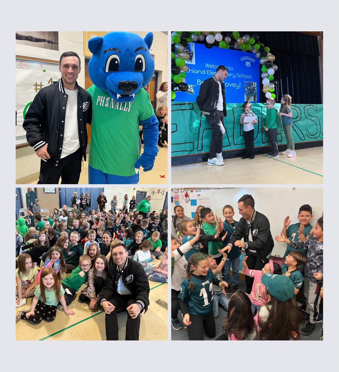 Amazing afternoon! Eagles #18 Britain Covey visited Richland Elementary to talk about the 7 Habits and see the Leader in Me in action. So genuine, giving of his time, and inspiring! #QCSDNews #TheLeaderinMe #FlyEaglesFly