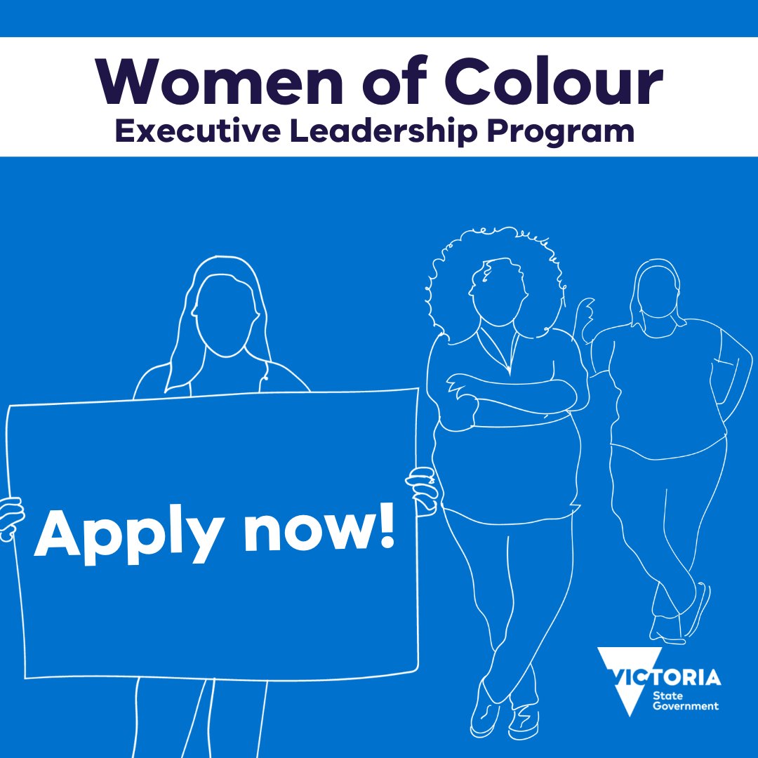 Victorian Dept of Families, Fairness & Housing (@vicgovdffh) on Twitter photo Apply now for the 2023 <a href="/WomenofColourAU/">Women of Colour Australia</a> Executive Leadership program. With thanks to a <a href="/VicGovAu/">Victorian Government</a> investment of $185K, this program has been co-designed by Women of Colour to support them to overcome barriers and advance their careers.
Apply: womenofcolour.org.au/elp-apply Apply now for the 2023 <a href="/WomenofColourAU/">Women of Colour Australia</a> Executive Leadership program. With thanks to a <a href="/VicGovAu/">Victorian Government</a> investment of $185K, this program has been co-designed by Women of Colour to support them to overcome barriers and advance their careers.
Apply: womenofcolour.org.au/elp-apply