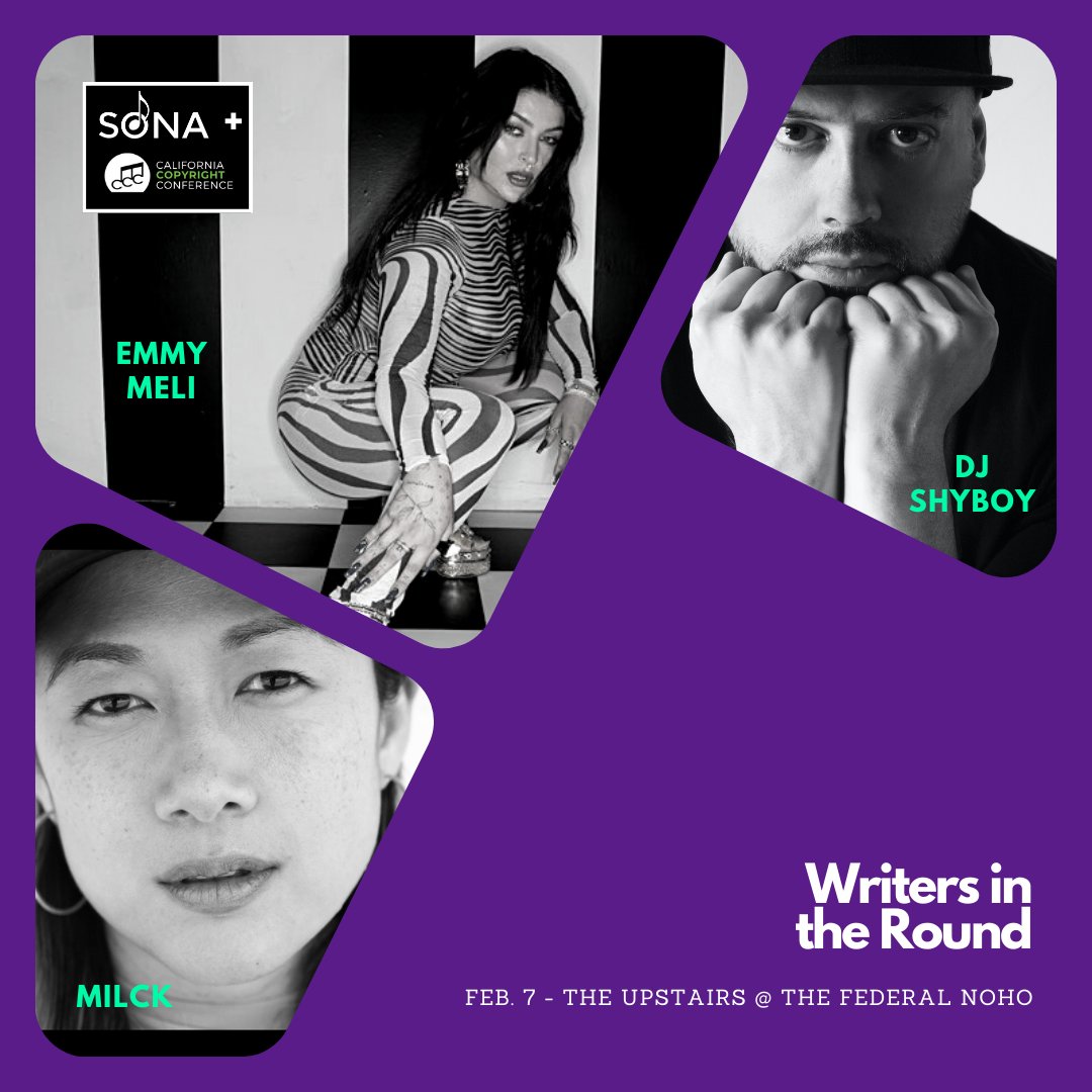Hey LA! Join SONA and the <a href="/cacopyright/">The CCC</a> on Feb 7 for Writers in the Round, a fun night of music and stories with @emmymelimusic <a href="/MILCKMUSIC/">MILCK</a> &amp; <a href="/ShyBoy/">ShyBoy®</a> at <a href="/TheFederalNoHo/">The Federal NoHo</a>! theccc.org/events/writers…