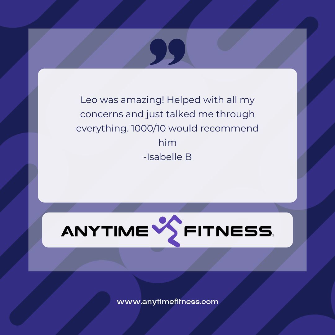 We are so glad you had a good fitness consultation, Isabelle!
We are here for you every step of the way to reaching your goals.

#memberappreciation #memberfeedback #membersatisfaction #anytimefitness #affitfam #calgaryhealth #yycfitness #deerridge #fitness #trainer #trainertips