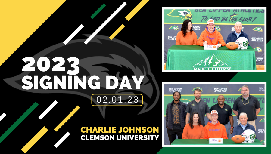 BenLippenSports's tweet image. Today, the Ben Lippen family, had the awesome privilege of celebrating with Charlie Johnson as he signed to play football at Clemson University! We are SO EXCITED for Charlie and can't wait to see what the Lord has in store for him!!! #foreverafalcon #tigerbound