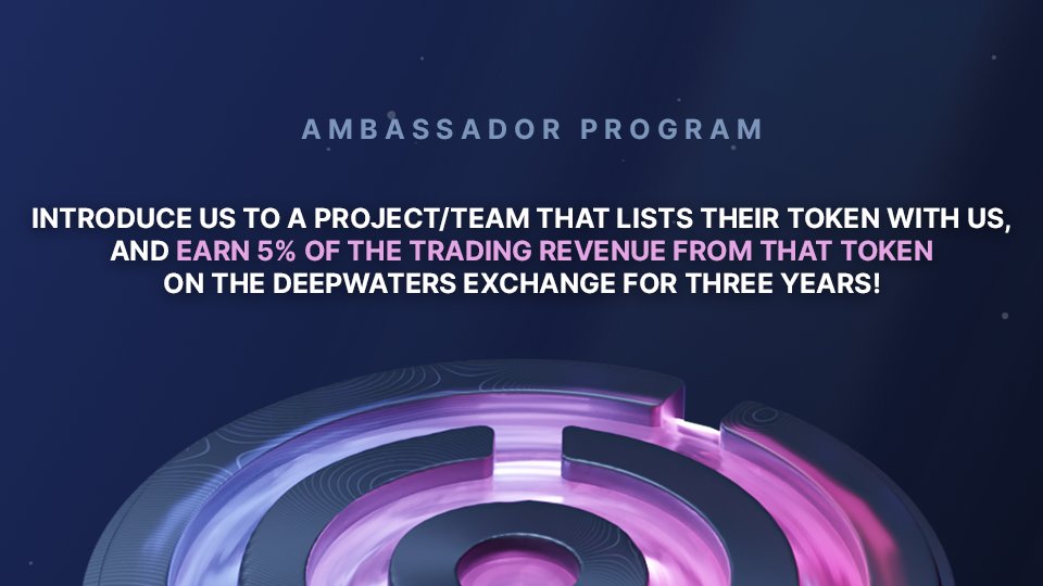 We’re launching a token listing ambassador program! If you know a team or project working on a live or upcoming token that you believe should be listed on Deepwaters, we want to know!  docs.google.com/forms/d/e/1FAI…