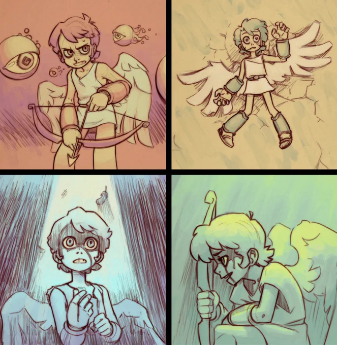 Put some colour in extremelly old, pensil drawn #KidIcarus fanart I had. 