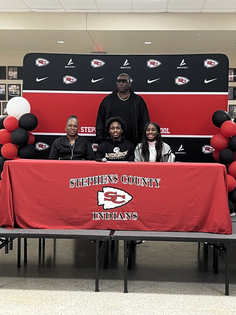 SCHS_Indians's tweet photo. Signing Day for these 3 Indians:
@CAMRONLACY7 is headed to @MT_FB       @coreyrichie is headed to @AUTrojansFB     and @RittTankersley is headed to @UCPatriotFball     We are extremely excited for these young men! #WeAreStephens   #HomeOfChampions #theINDIANway https://t.co/LV9NLEHDip