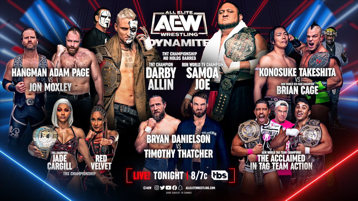 soral88's tweet image. Watching TONIGHT! #AEWDynamite          is LIVE from Dayton OH, at 8pm ET/7pm CT on #TBSNetwork 💥 #JioTrue5G #Verizon