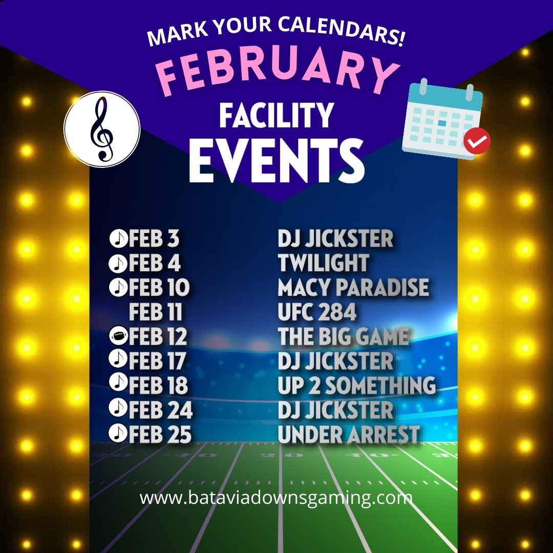 BataviaDowns's tweet image. #FebruaryFun!🍹🎶 Check out what&apos;s happening in the Labatt Blue Zone at 34 Rush this month!

bit.ly/3otn4tW