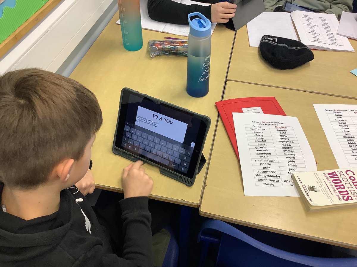 DeanburnPS_P3's tweet photo. Developing our use of Scots Language today, writing a poem in the style of Robert Burns ‘To a Mouse’ - focusing on structure + rhyme! Some great examples of collaborative work in evidence! #literacy #scotslanguage @scotslanguage #writing #poem #verse #line #toamouse #RobertBurns https://t.co/fs3MHSFquW