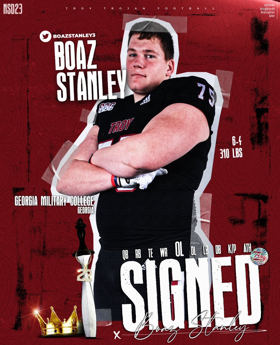 Not done yet! Welcome another big offensive lineman and mid-year transfer to the Trojan Family, Boaz Stanley! #RiseToBuild | #OneTROY | #TroyNSD23 ⚔️🏈