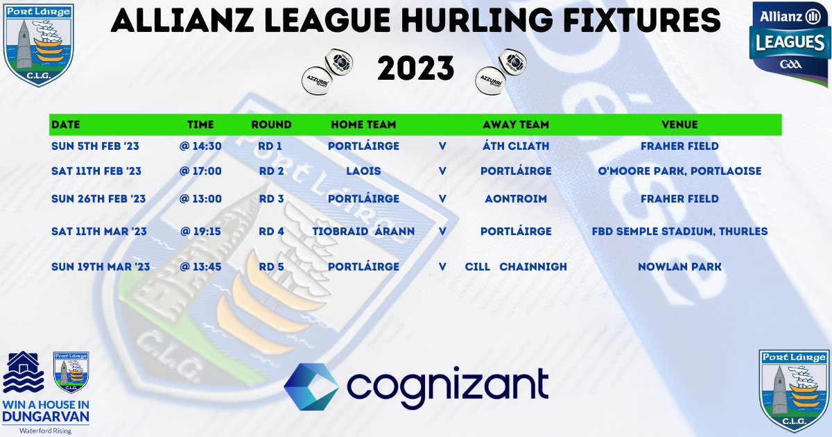 Allianz National League Fixtures — Spa GAA