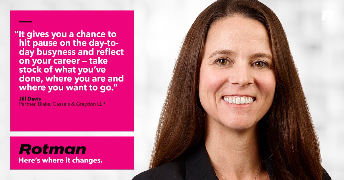 What an impact! lnkd.in/gDbFNiS@@w After taking the Business Leadership for Women Lawyers program in 2019, Jill Davis felt empowered to take the next big step in her career: becoming a partner at <a href="/BlakesLaw/">Blakes</a>. 

#RotmanBusinessLeadershipForWomenLawyers #WomenInLaw