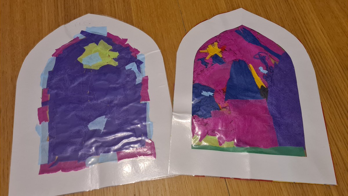 GilberdykeRocks's tweet photo. The Finches have been making stained glass windows that represent their special places. This is part of their learning about worship in Religion and Worldviews. They look amazing! #GPSRW https://t.co/bbNHBZYHCh