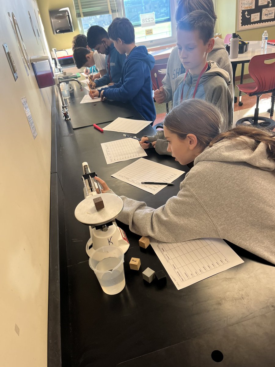 Ms_Tarsnane's tweet photo. The bowling ball floated and the small aluminum block sunk!?! These 6th grade scientists are eager to figure out why as we begin our density unit! #WeArePlainedge https://t.co/q7q8EQfebK