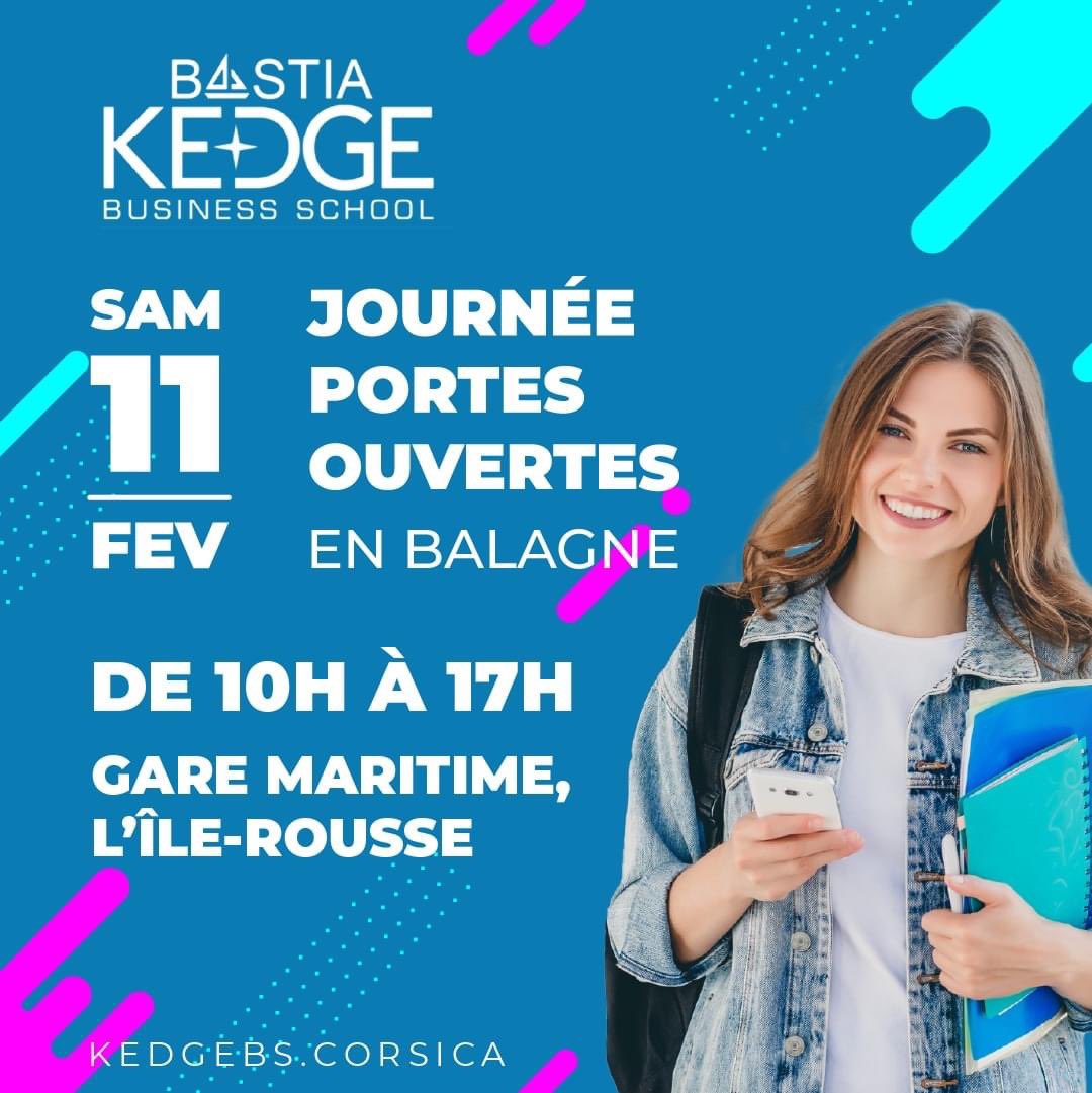 🚩 À VOS AGENDAS 🚩 
Nous vous donnons rendez-vous à Ile-Rousse pour une Journée #PortesOuvertes !
Vous recherchez une formation Grande École ?
Notre équipe va à la rencontre des lycéens de Balagne 👇
📍 SAMEDI 11 FÉVRIER, de 10h à 17h à la Gare Maritime de l’Ile-Rousse.