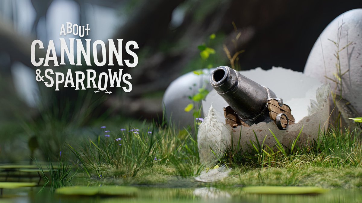 Current title screen for "About Cannons + Sparrows", a Metroidvania puzzle-platformer we just started prototyping.