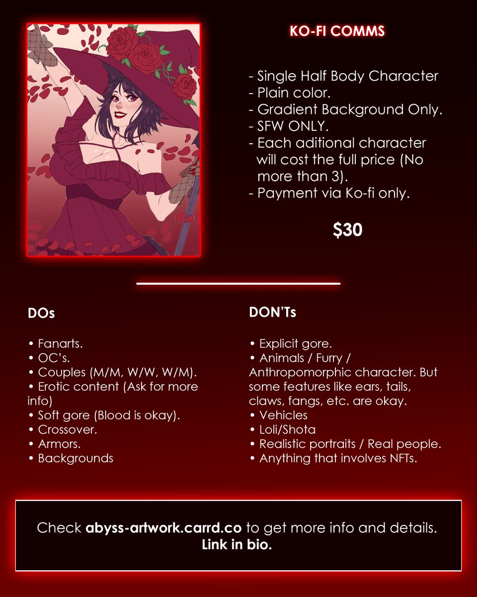 🌹Lady Abyss🌹 || ⚠️COMMISSIONS OPEN⚠️ tweet media
