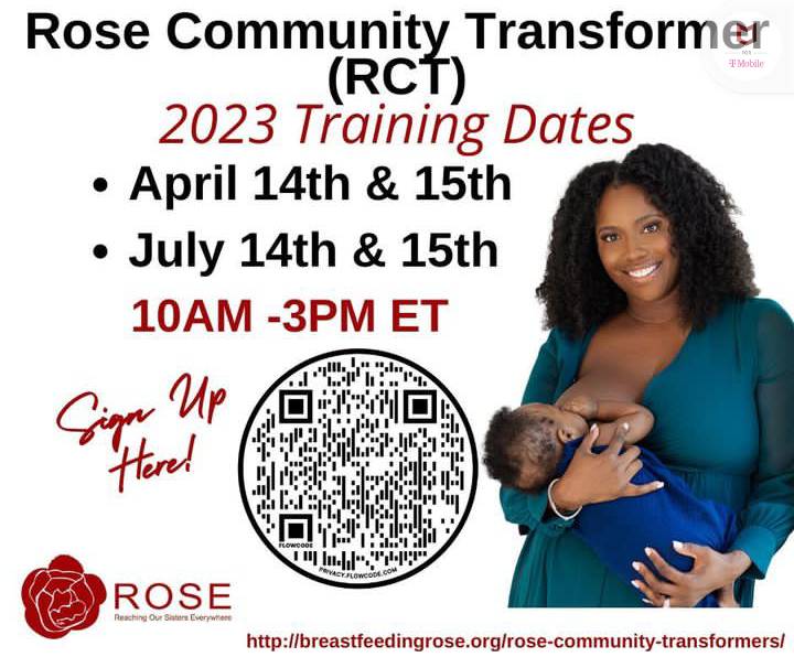 Interested in becoming a ROSE Community Transformer (RCT). Visit breastfeedingrose.org/rose-community… for more information. #ROSEHEAL #BLKBFing #HEAL2HEALTH