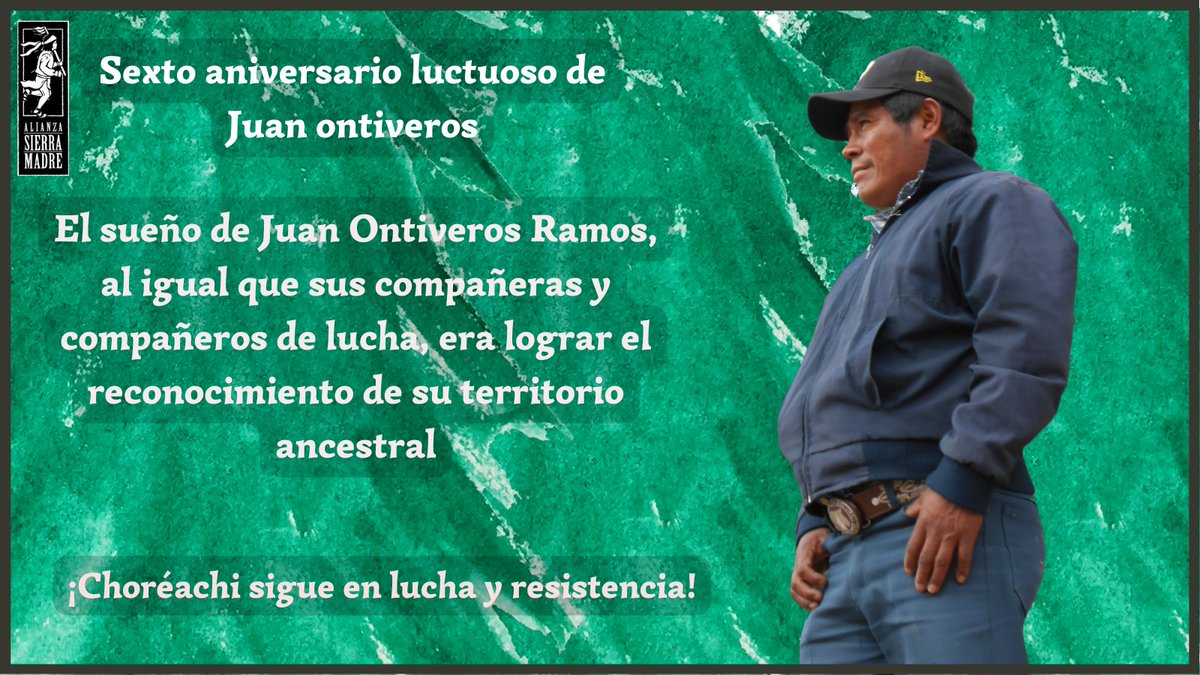 📢Hoy se cumplen seis años del cobarde asesinato del defensor rarámuri Juan Ontiveros.

¡Juan vive la lucha sigue!✊

📰Leer más...bit.ly/3l2qoMX