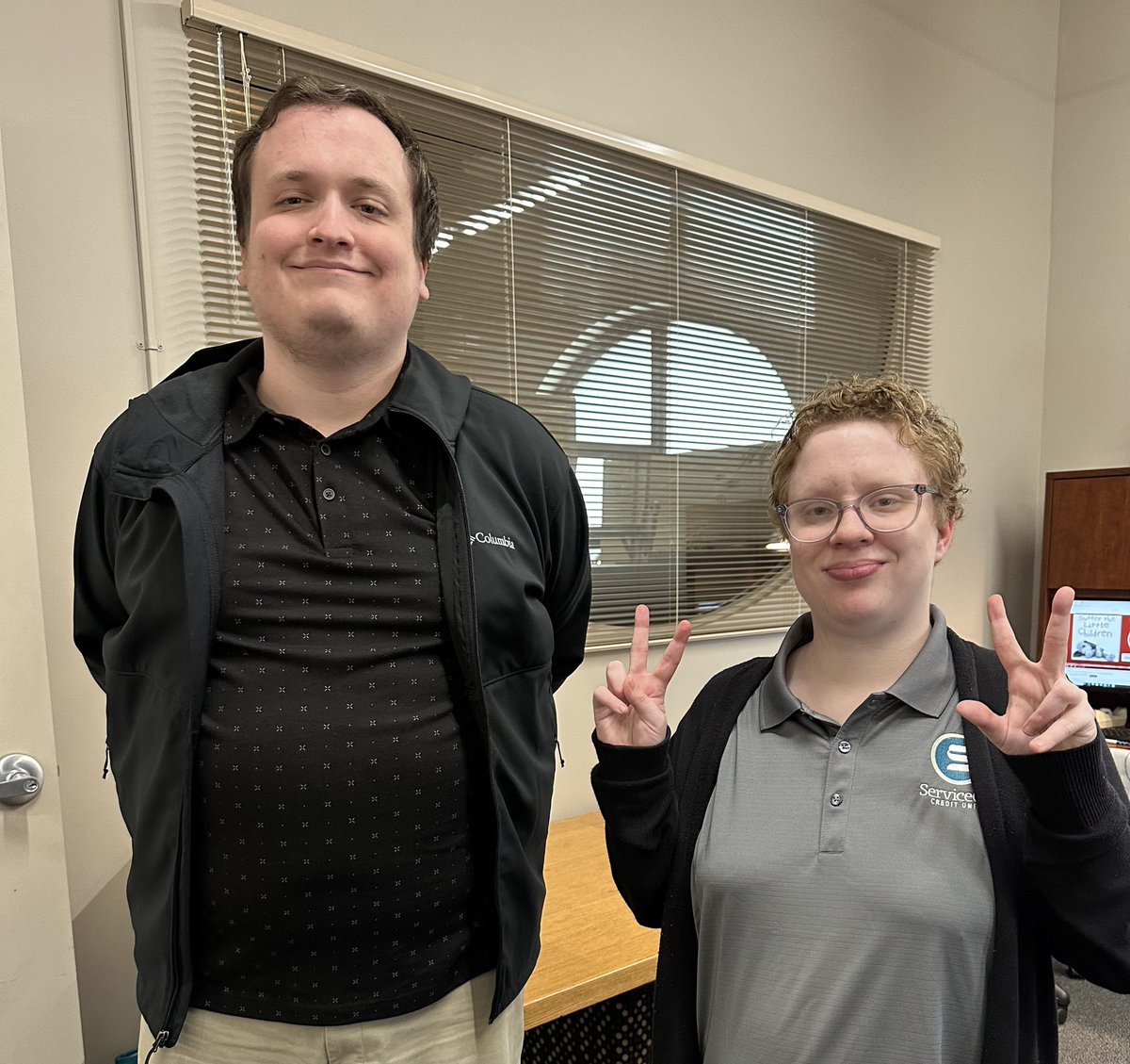 Meet Grant and Lizzie. Grant came to job shadow with our staff today as we filmed Lizzie who works with our friends at @ServiceOne_CU here in Bowling Green. Stay tuned for our next video alert featuring Lizzie on the job!