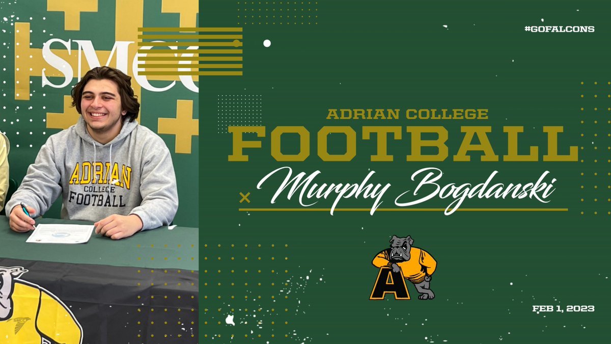 Congratulations to Murphy Bogdanski on signing with Adrian College to play football! #GoFalcons