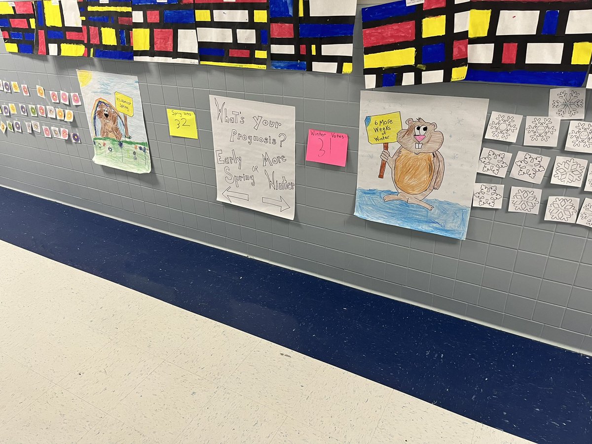 lizardo1021's tweet photo. Riverview is getting ready for the groundhog…the great prognosticator!! Will he see his shadow?!! Our hallway says NO! Give us spring! @RV_Rockets #rvrocketpride @iDenville https://t.co/zYEiL9dNTp