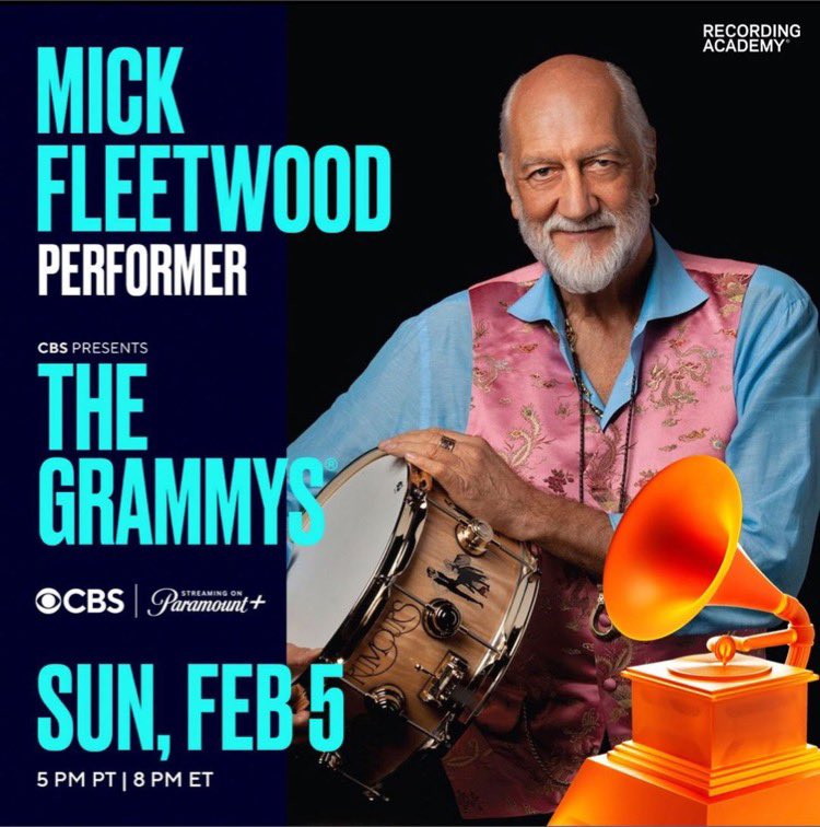 NEWS… @mickfleetwood is teaming up with the two legends Bonnie Raitt and @SherylCrow to pay tribute to our song bird @christine_mcvie at this years #GRAMMYs Tune in on @cbstv 8pm ET / 5pm PT

See you soon
XxMick