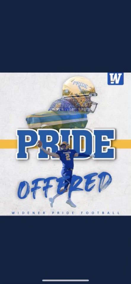 After a great visit to <a href="/Widener_FB/">Widener Football</a> yesterday I am excited to announce I have received another offer!
<a href="/CoachCalebKoval/">Caleb Koval</a> 
<a href="/CoachDoddy76/">Tom Doddy</a> 
<a href="/Coach_Barry/">Mike Barainyak, MBA.</a>