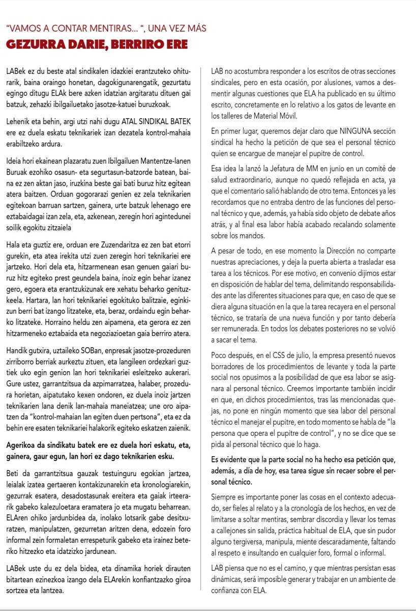 LABmetrobilbao's tweet photo. >Info > metro bilbao

▶️ LANALDI-MURRIZKETAK
▶️ ERRUTOMETROAK
▶️ GEZURRA DARIE...
▶️ PRESTAKUNTZA 
▶️ BERDINTASUN PLANA(K)

👇🏾 https://t.co/8nYhARYK1T