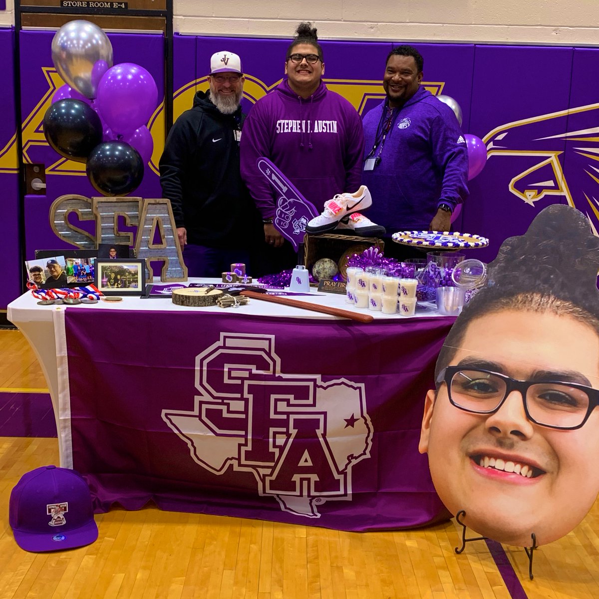 Big congrats to <a href="/mateoortiz2023/">Mateo_Ortiz</a> for signing to continue his throwing career at SFA!!!! Big things ahead! 💜🤍