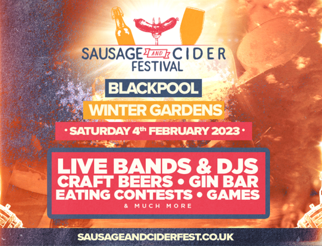 Don't miss out on the Sausage and Cider festival coming to the Winter Gardens this weekend. Sausages, cider and live music, what more could you want? 
Use access code wintergardens to get your tickets for only £7.50