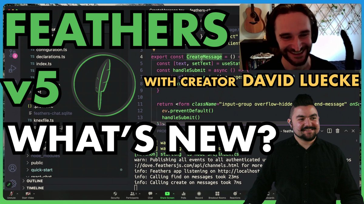 CodingGarden's tweet image. Premiering now on YouTube - A re-broadcast of yesterday&apos;s live-stream with David from @feathersjs 

David gave an intro and overview of Feathers, talked about what is new in v5 and also answered questions from community members.

📺 Watch on YouTube: youtube.com/watch?v=NF5lkl…